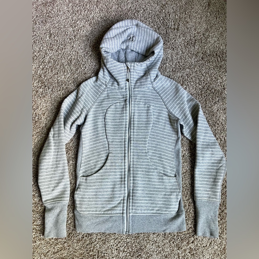 Lululemon Cotton Fleece Striped Scuba full zip Hoodie